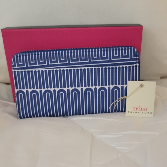 Trina Turk Blue and White Patterned Wallet - Picture 1 of 4